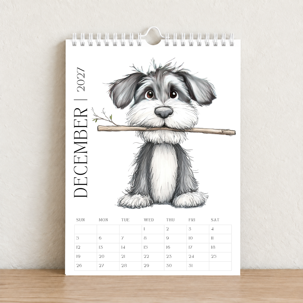 A Year of Scruffy Pups – 2027 A4 Wall Calendar