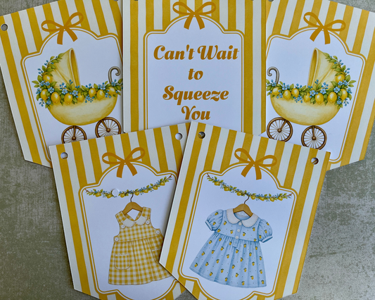 Lemon Baby Shower Bunting Main Squeeze Baby Shower Decorations Lemon Party Banner