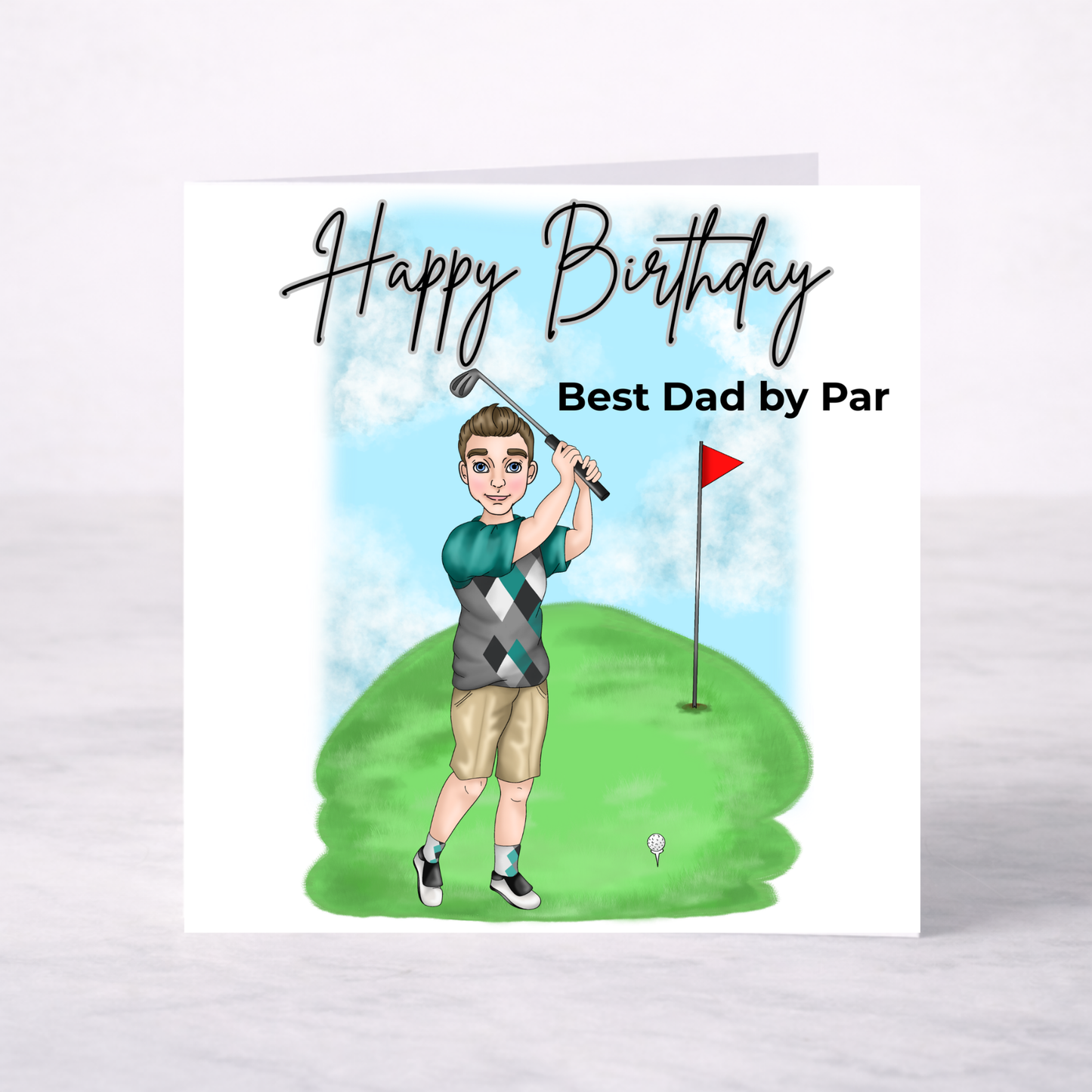 Golf Birthday Card for Dad or Grandad – Best Dad by Par