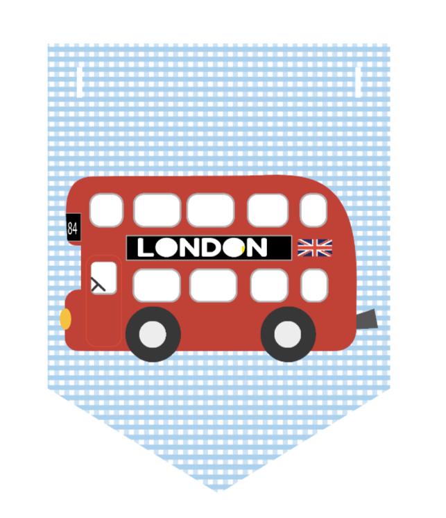 London Themed Bunting – British Nursery & Party Garland – Blue Gingham Design