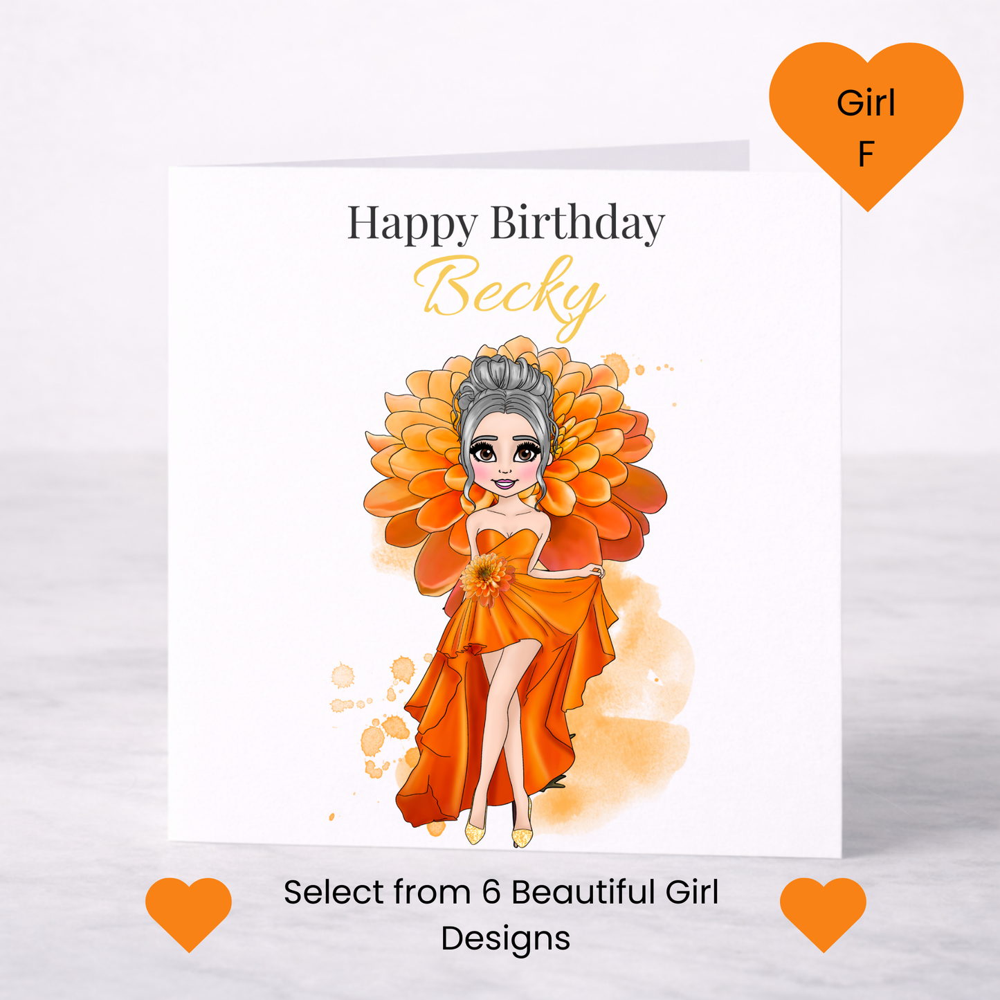 Personalised November Birth Flower Birthday Card – Chrysanthemum Design, Custom Name, Choice of Girl