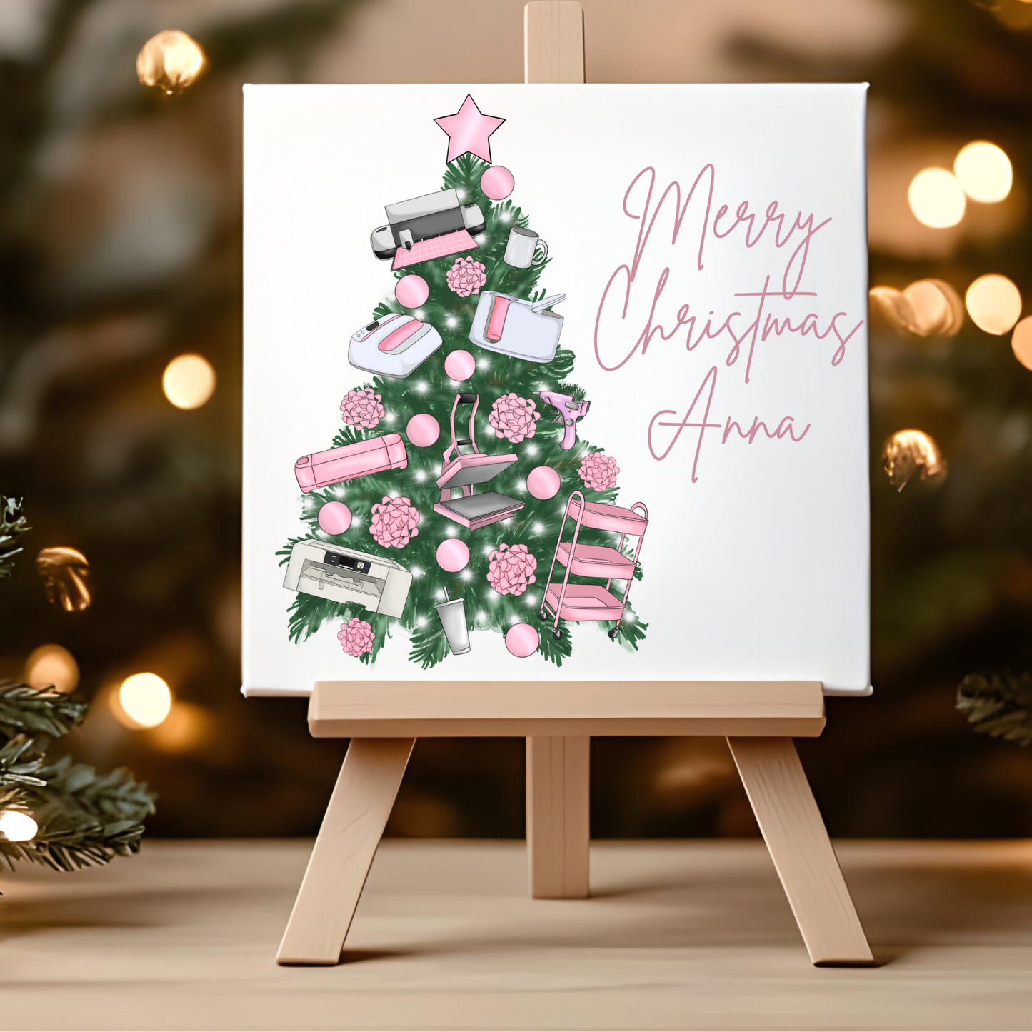 Personalised Crafter Merry Christmas Card – Christmas Tree Design with Cutting Machine Tools