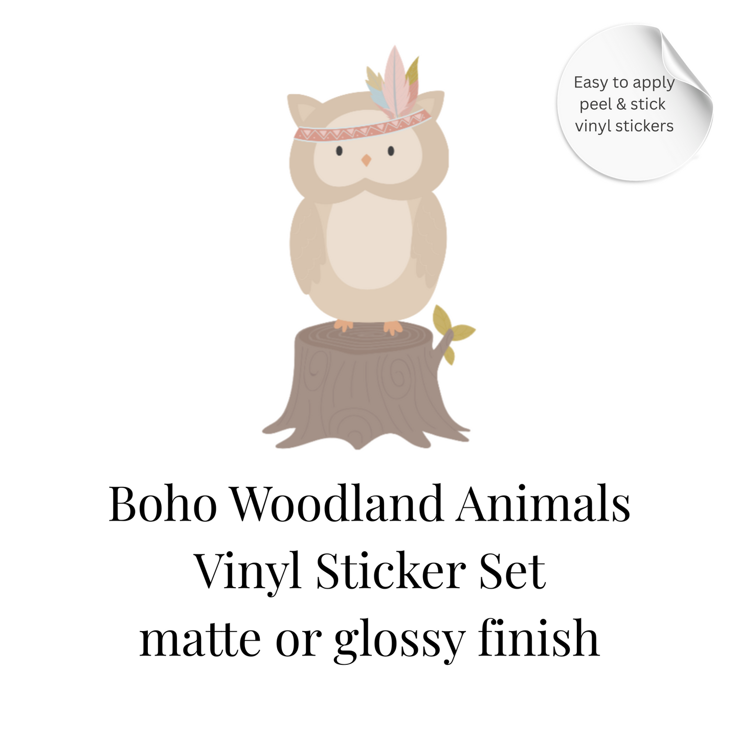 Boho Woodland Animal Vinyl Sticker Set – Nursery Wall & Furniture Stickers