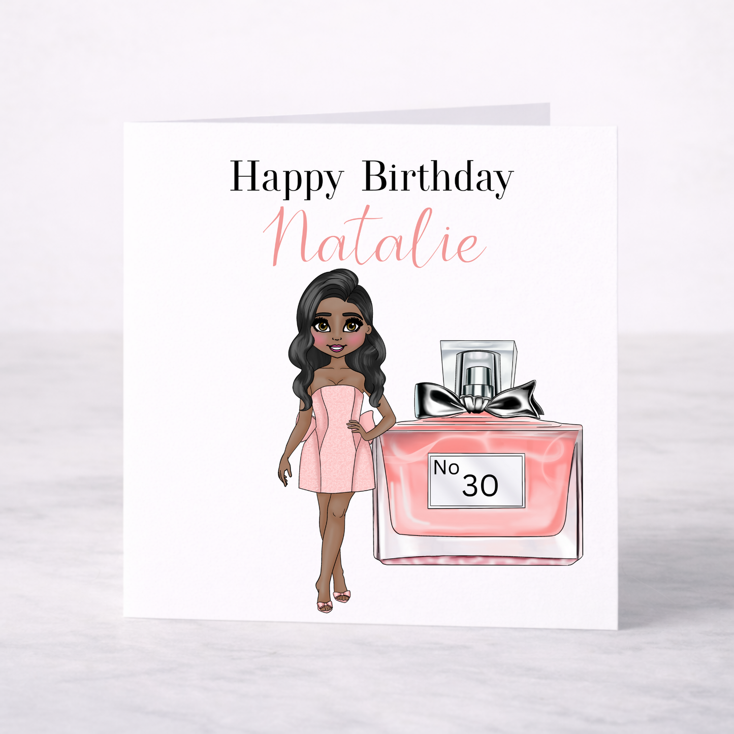 Personalised Perfume Bottle Birthday Card – Choice of Girl & Age