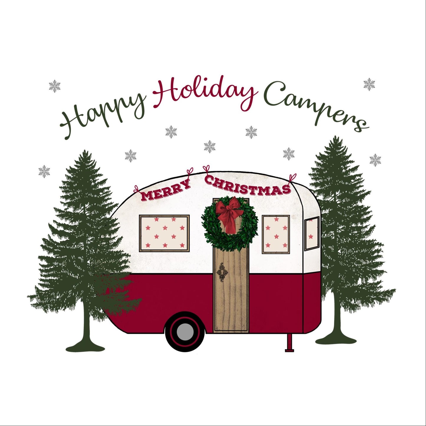 Vintage Caravan Christmas Card: Happy Holidays Camper Theme