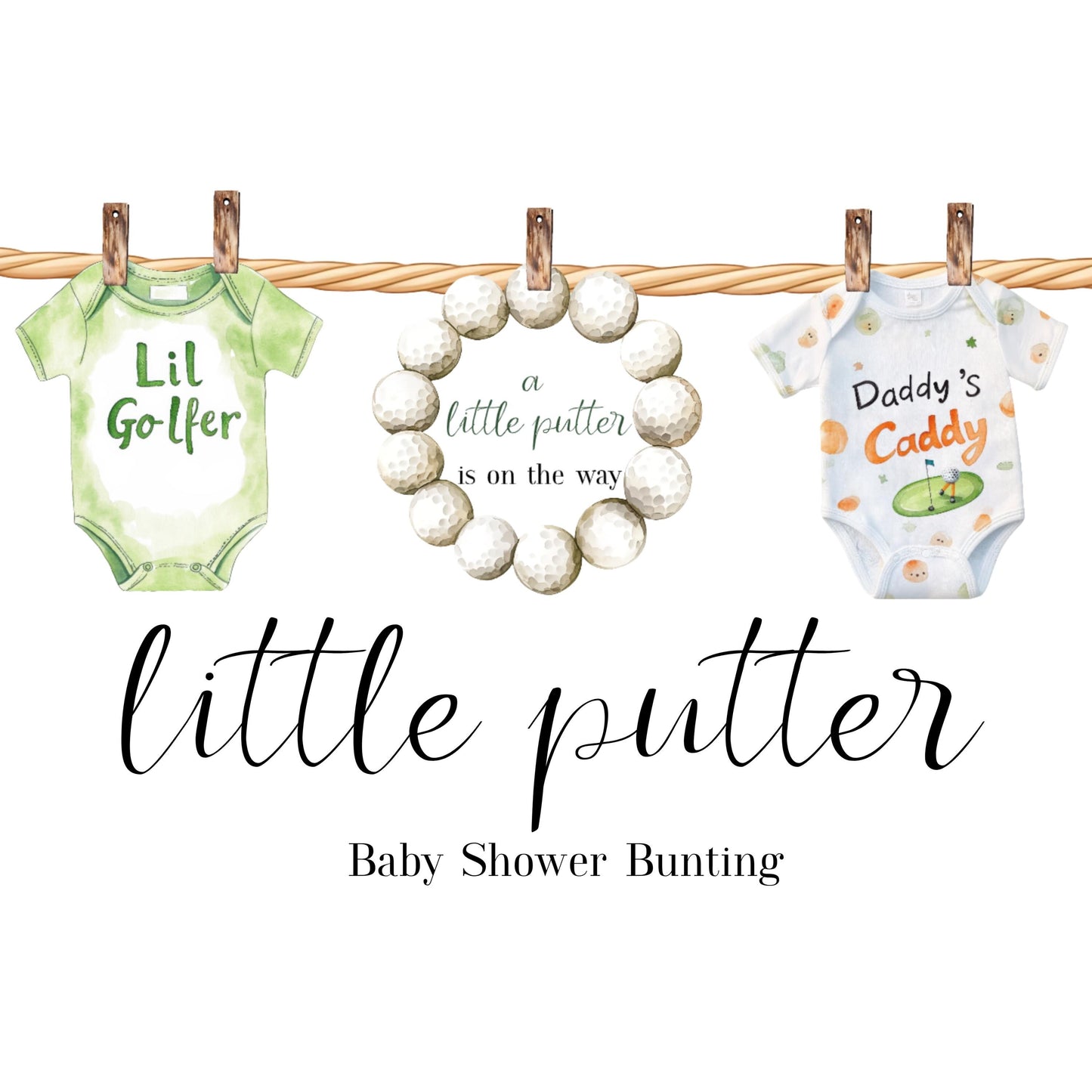 Little Putter Golf-Themed Baby Shower Bunting – Baby Clothes Garland