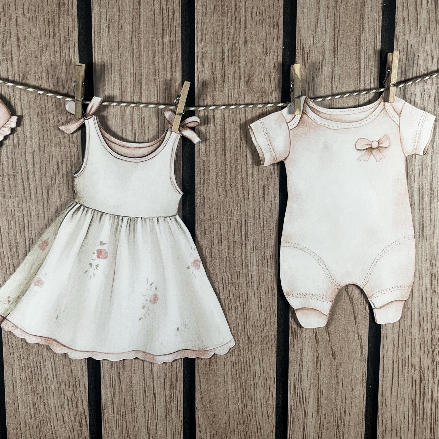 Blush Baby Shower Bunting – Card Baby Clothes on Washing Line Garland