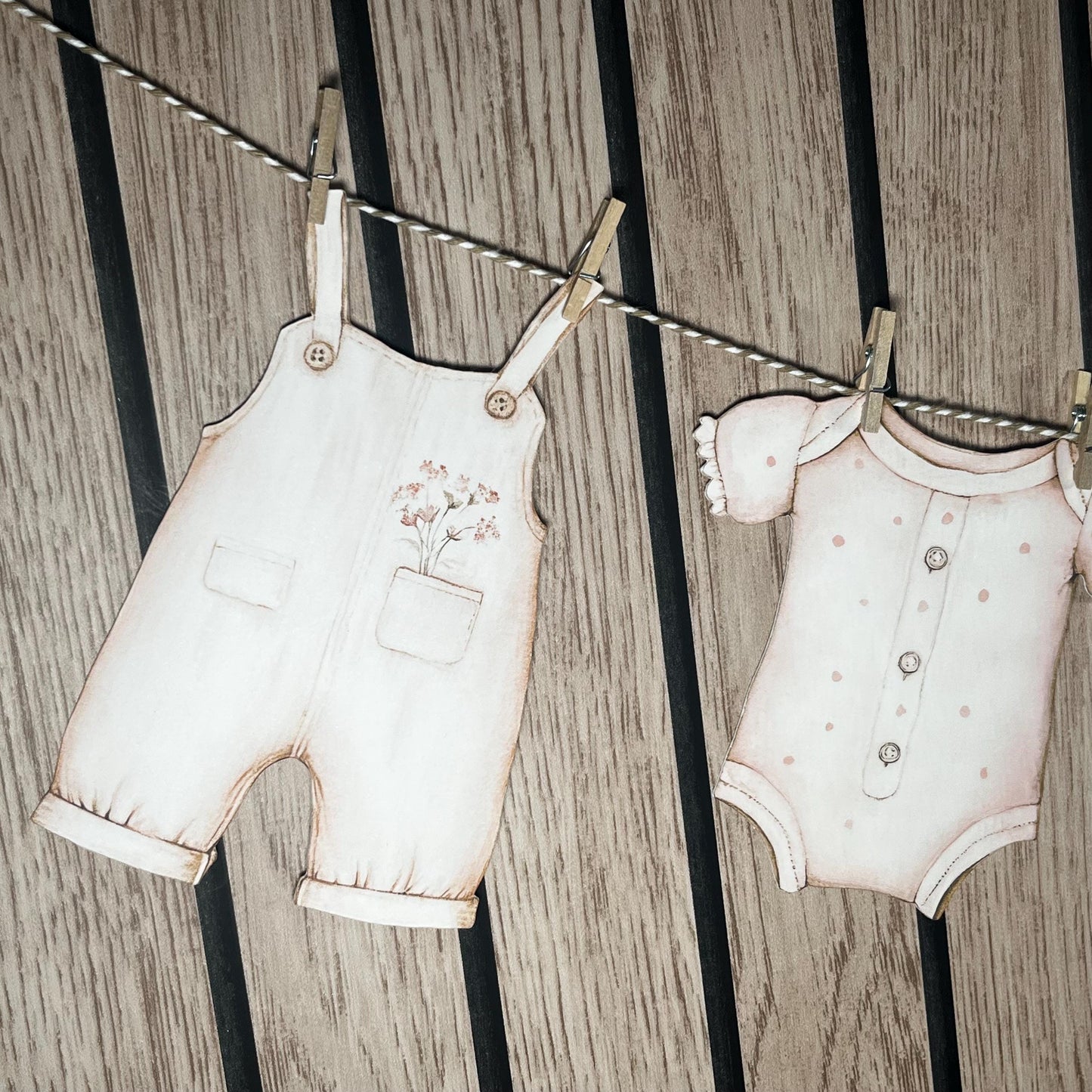 Blush Baby Shower Bunting – Card Baby Clothes on Washing Line Garland