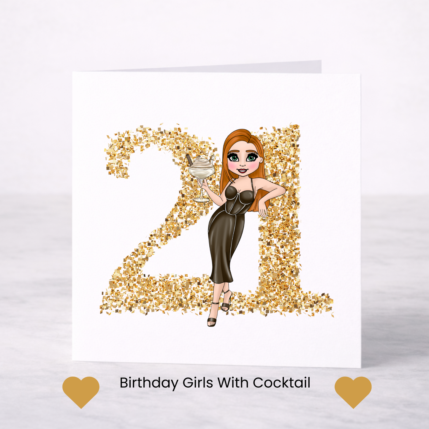 Gold Milestone Birthday Card – Choice of Lady & Age (18–70)