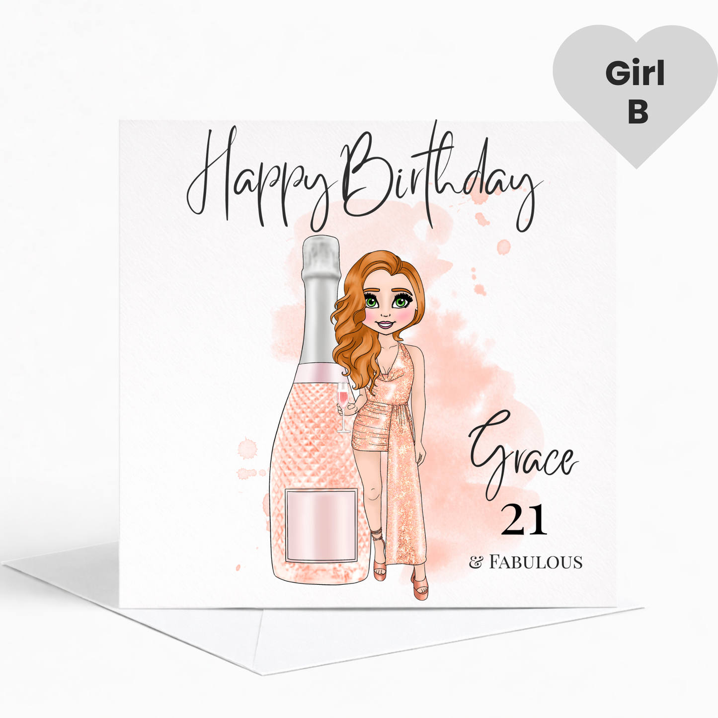 Personalised Prosecco Birthday Card, Glamorous Birthday Card for Her