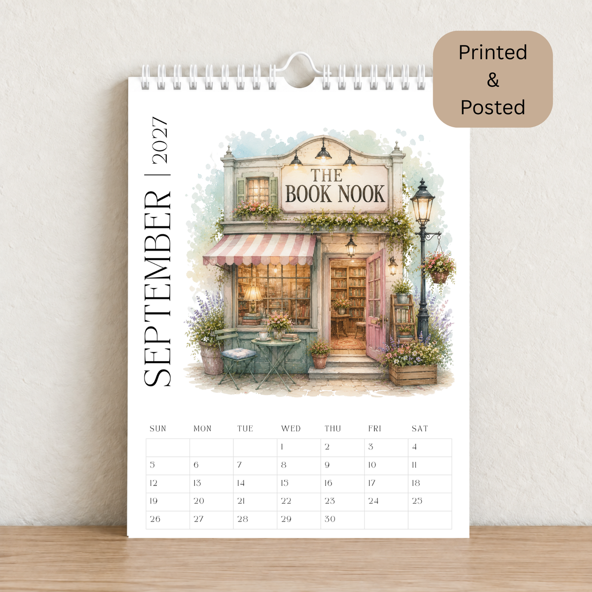 The Book Nook 2027 A4 Wall Calendar