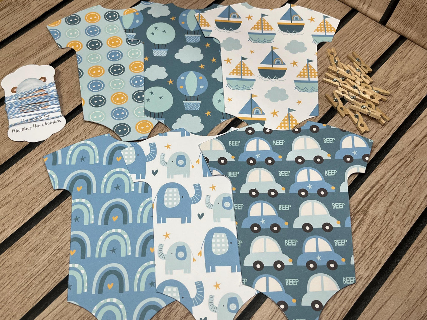 Baby Vest Bunting – Blue or Pink Baby Shower & New born Decoration