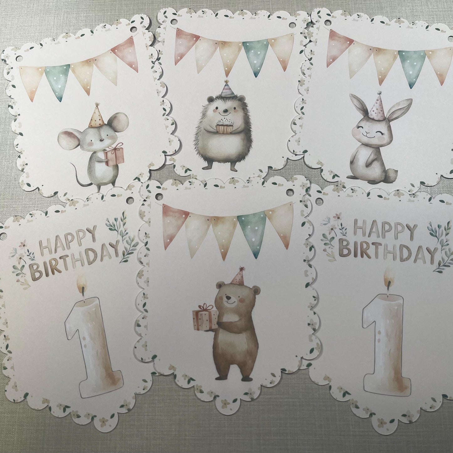 Happy Birthday Boho Woodland Animal Bunting – Woodland Party Banner