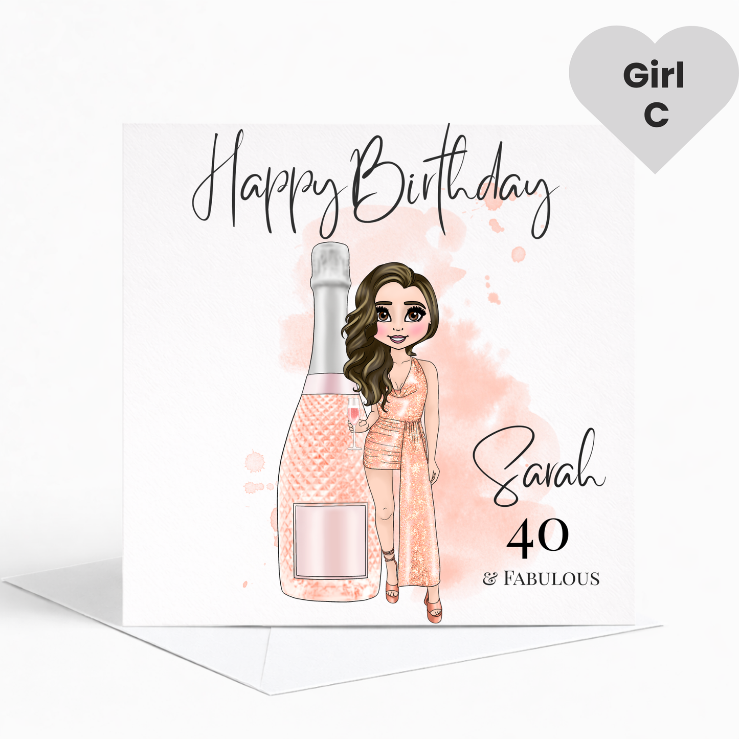 Personalised Prosecco Birthday Card, Glamorous Birthday Card for Her