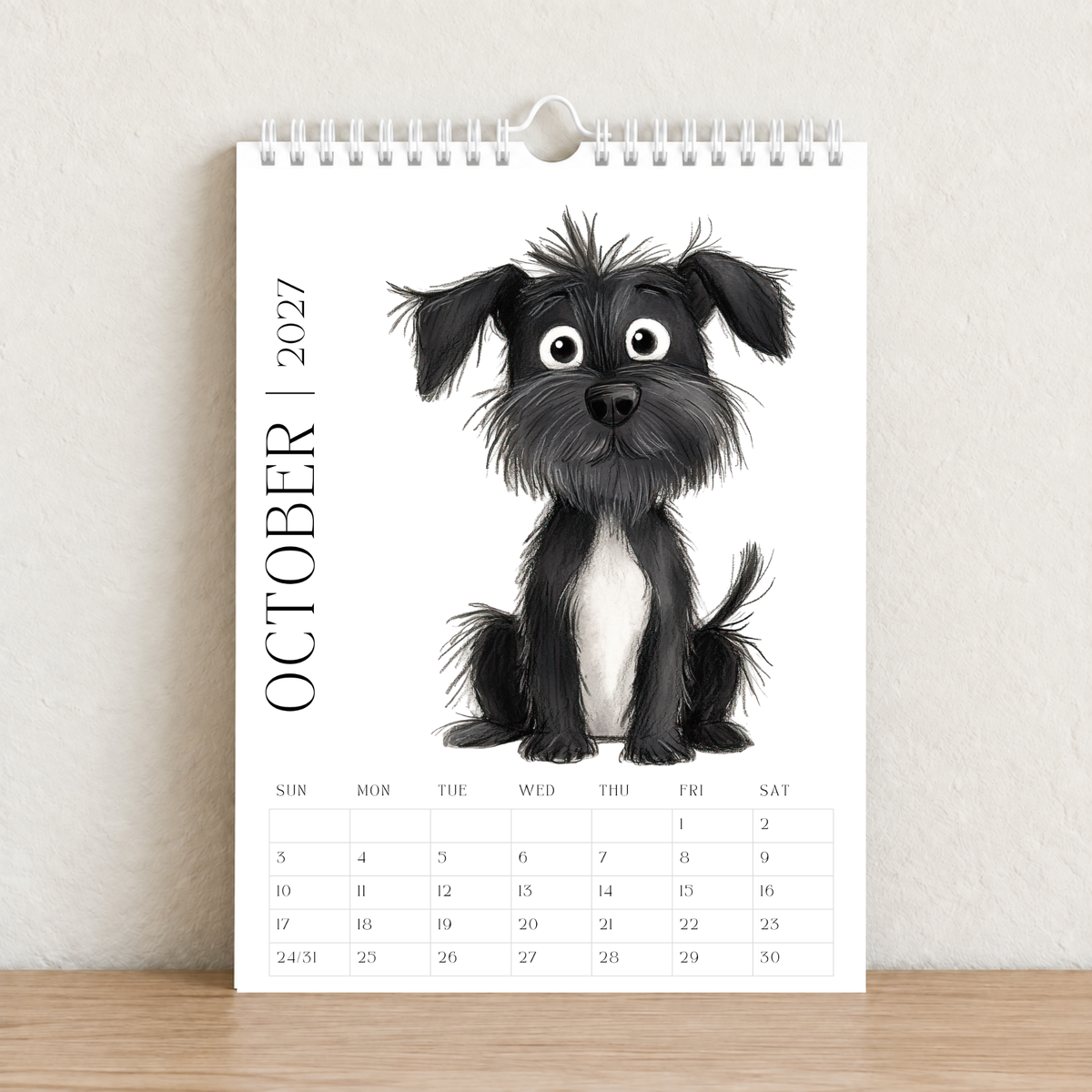 A Year of Scruffy Pups – 2027 A4 Wall Calendar