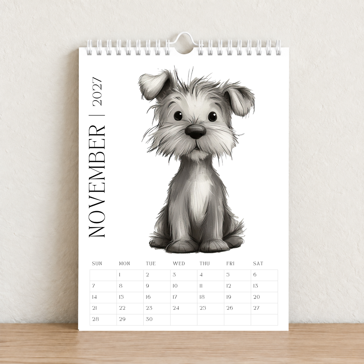 A Year of Scruffy Pups – 2027 A4 Wall Calendar