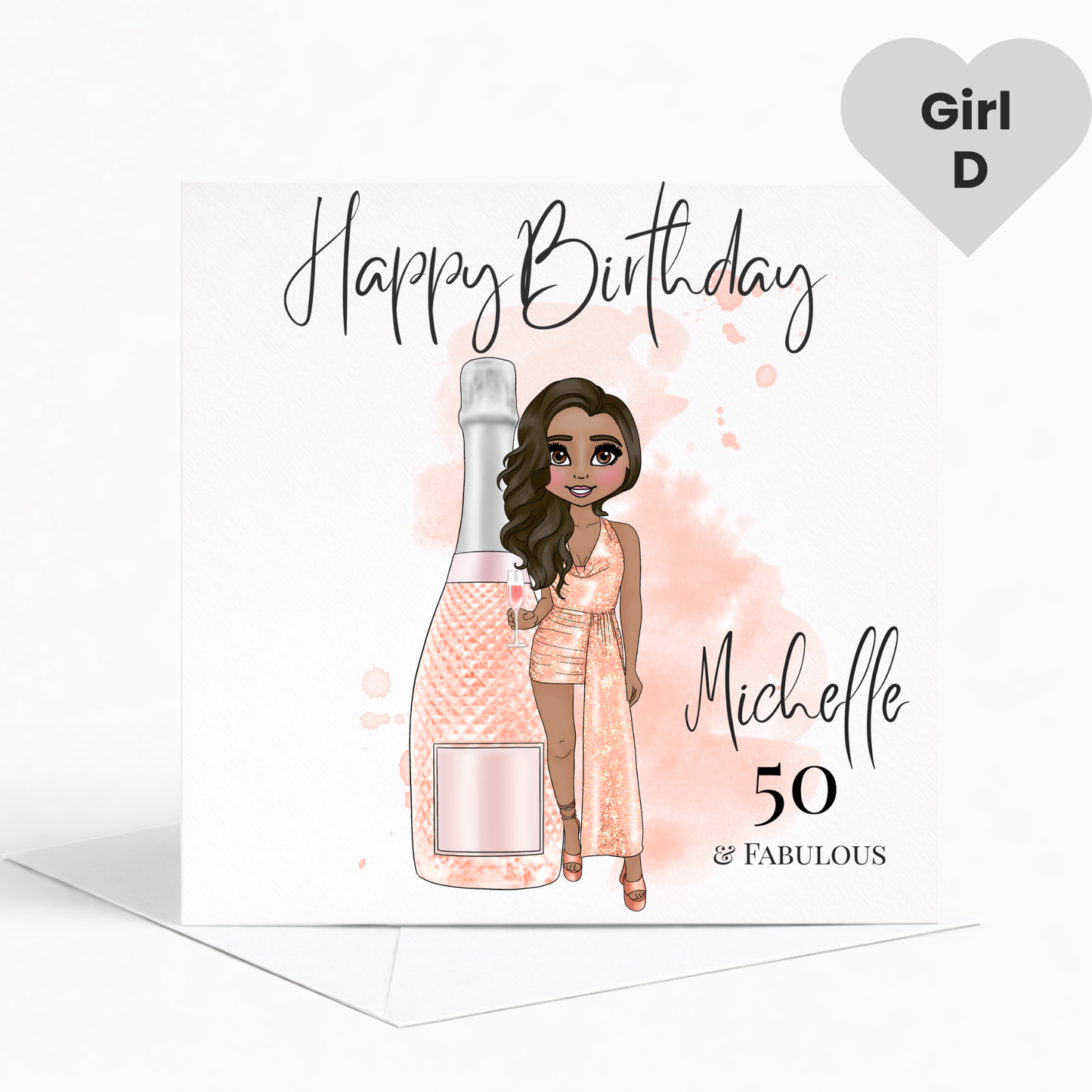Personalised Prosecco Birthday Card, Glamorous Birthday Card for Her