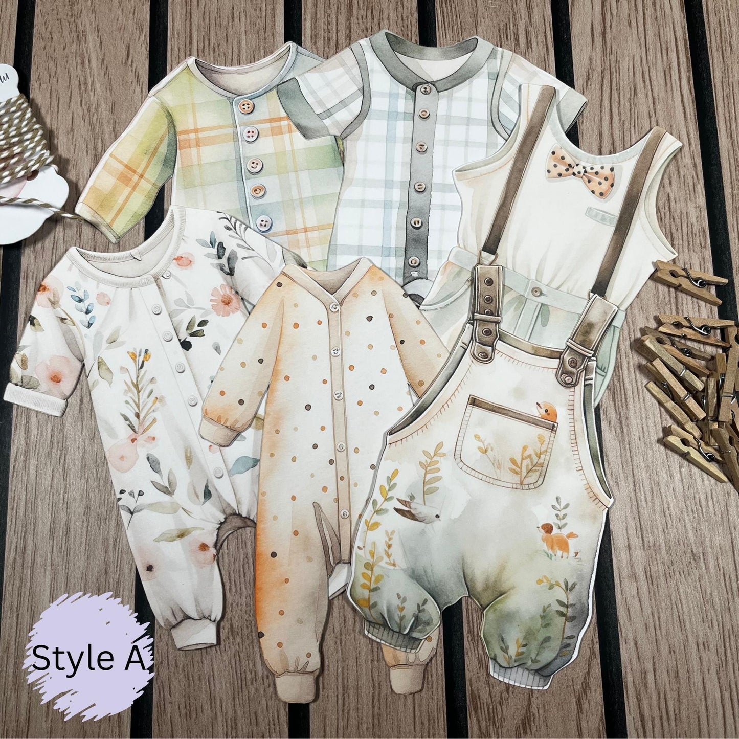 Pastel Baby Shower Bunting – Washing Line Style Baby Clothes Garland