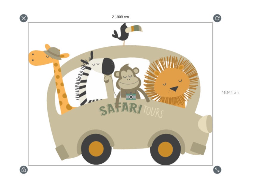 Safari Bus Vinyl Wall Decal – Nursery Animal Wall Sticker – Matt or Glossy Finish