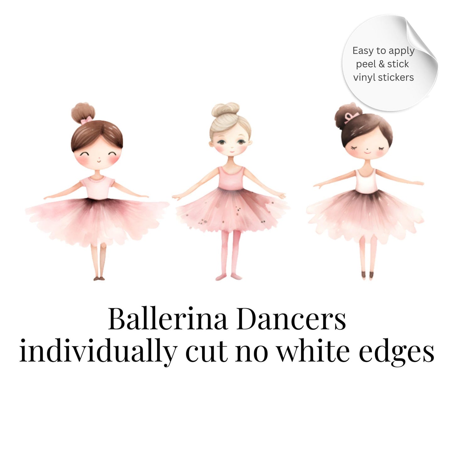 Pink Ballerina Vinyl Wall Stickers – Ballet Dancer Bedroom Décor – Set of 10