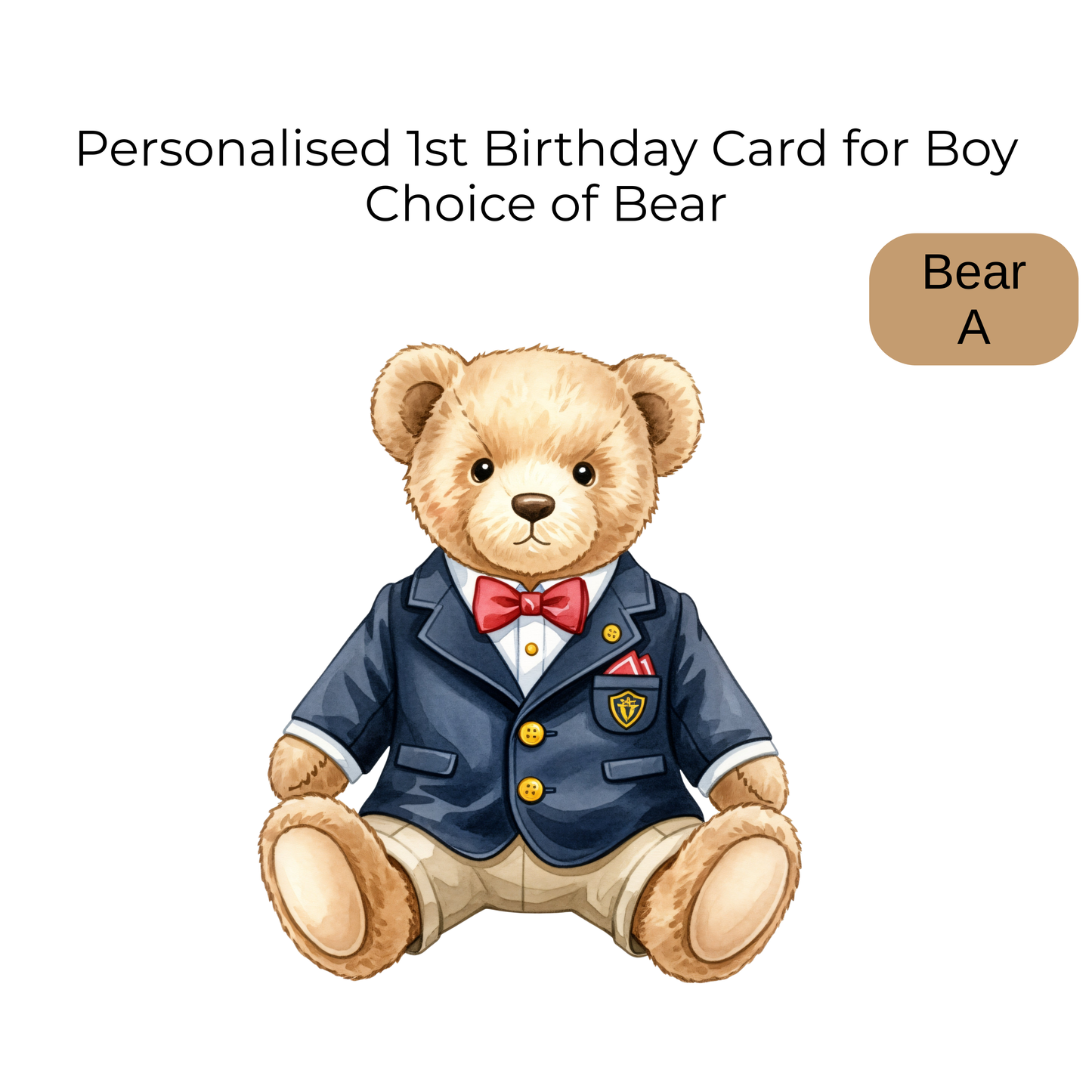 Personalised Teddy Bear 1st Birthday Card for Baby Boys