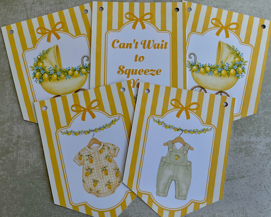 Lemon Baby Shower Bunting Main Squeeze Baby Shower Decorations Lemon Party Banner