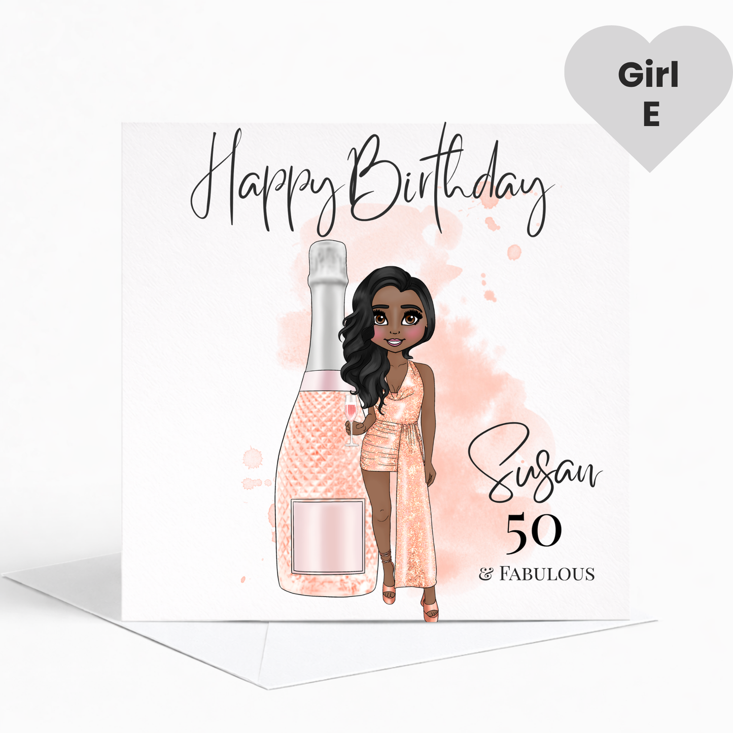 Personalised Prosecco Birthday Card, Glamorous Birthday Card for Her