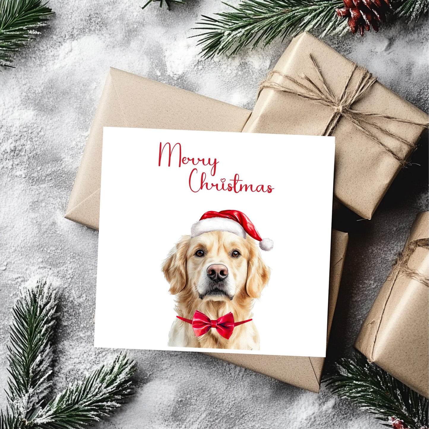 Dog Christmas Card – 51 Breeds, Blank Inside, 6" Square Greeting