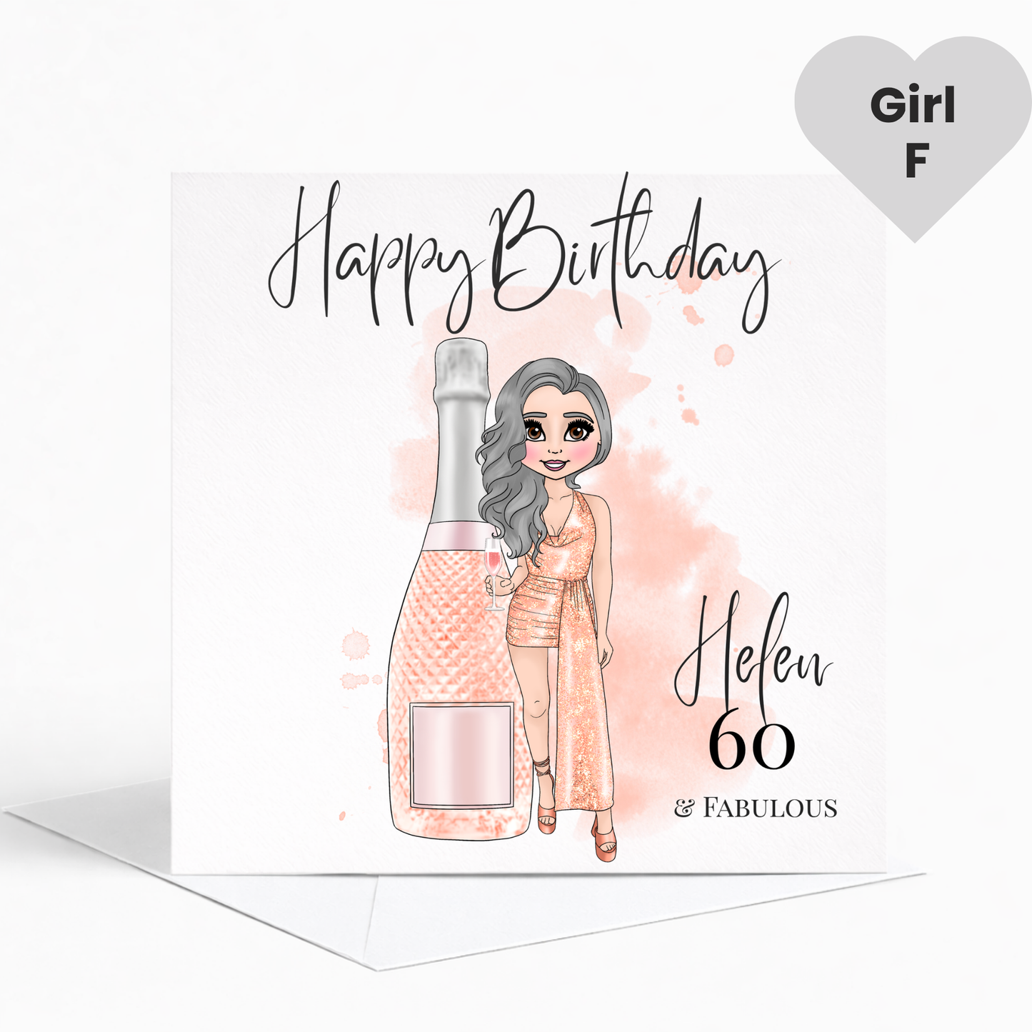 Personalised Prosecco Birthday Card, Glamorous Birthday Card for Her