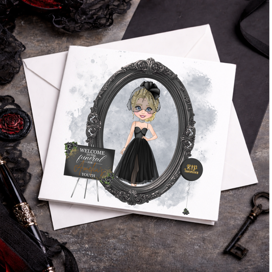 Funeral for My Youth Personalised Birthday Card – 20th 30th 40th Birthday Card