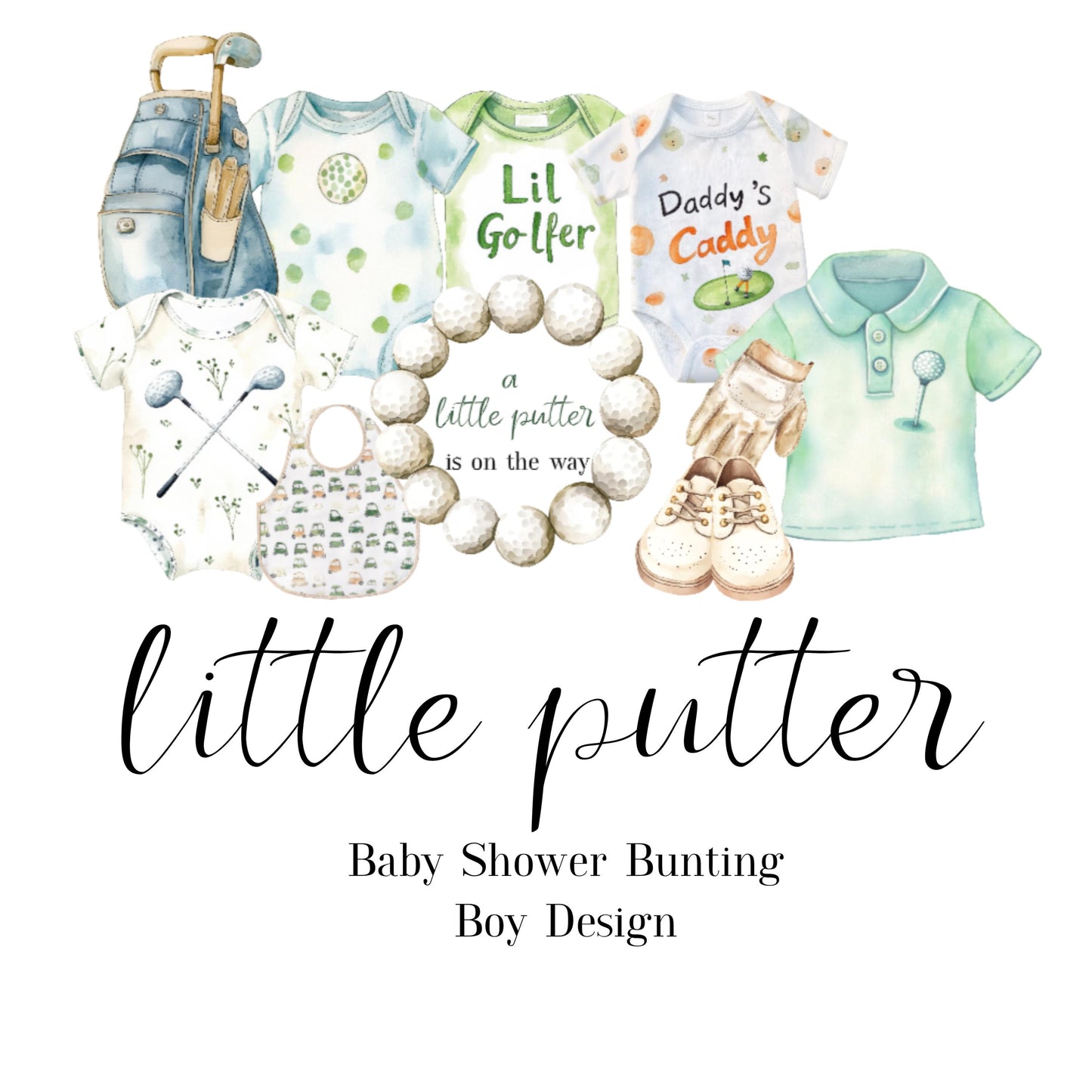 Little Putter Golf-Themed Baby Shower Bunting – Baby Clothes Garland