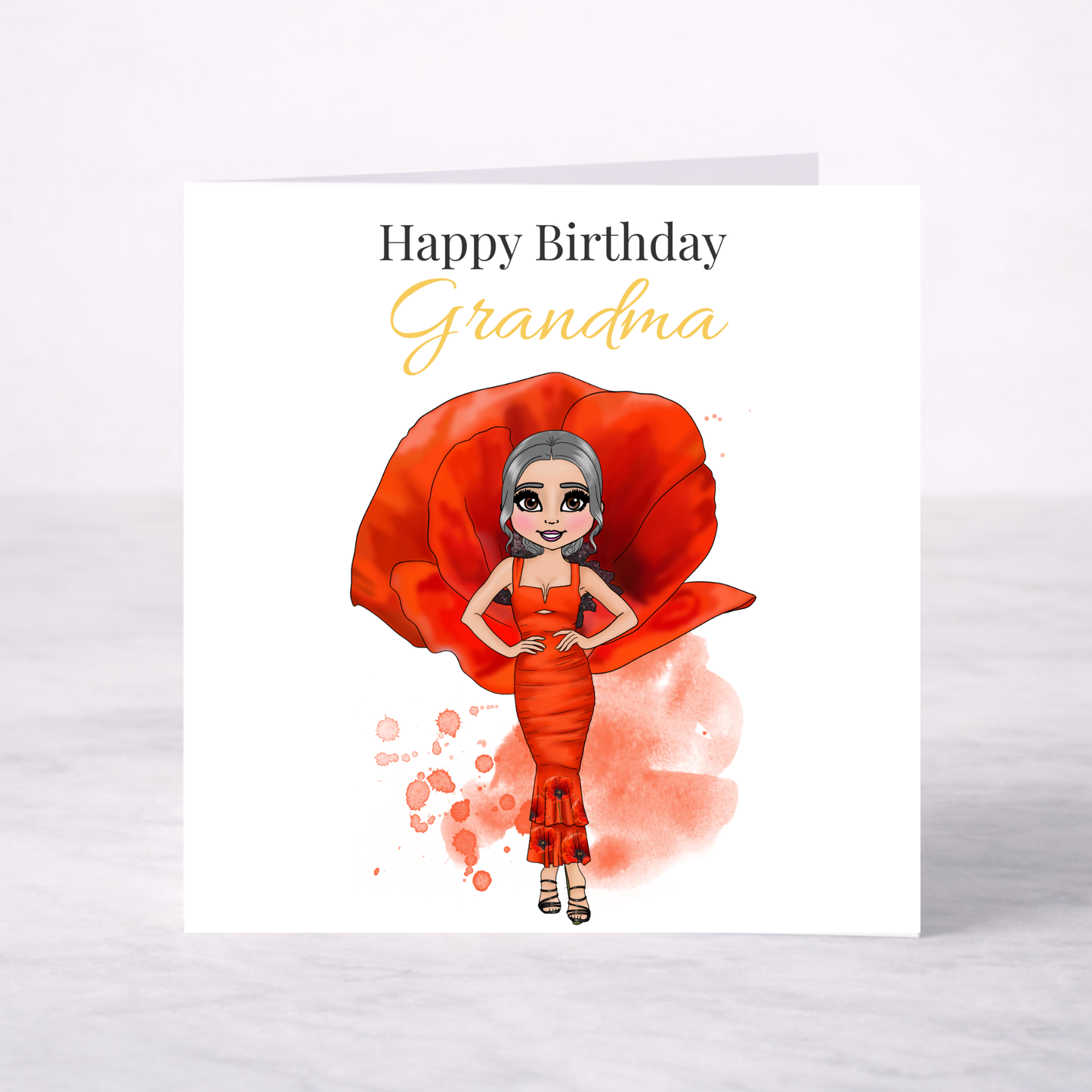 Personalised August Birth Flower Birthday Card – Poppy Design, Custom Name, Choice of Girl