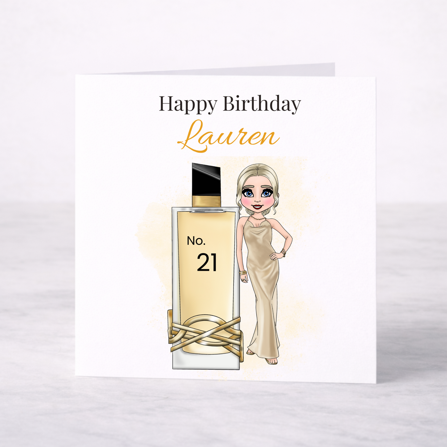 Personalised Glam Perfume Birthday Card – Name & Age Custom Card for Her