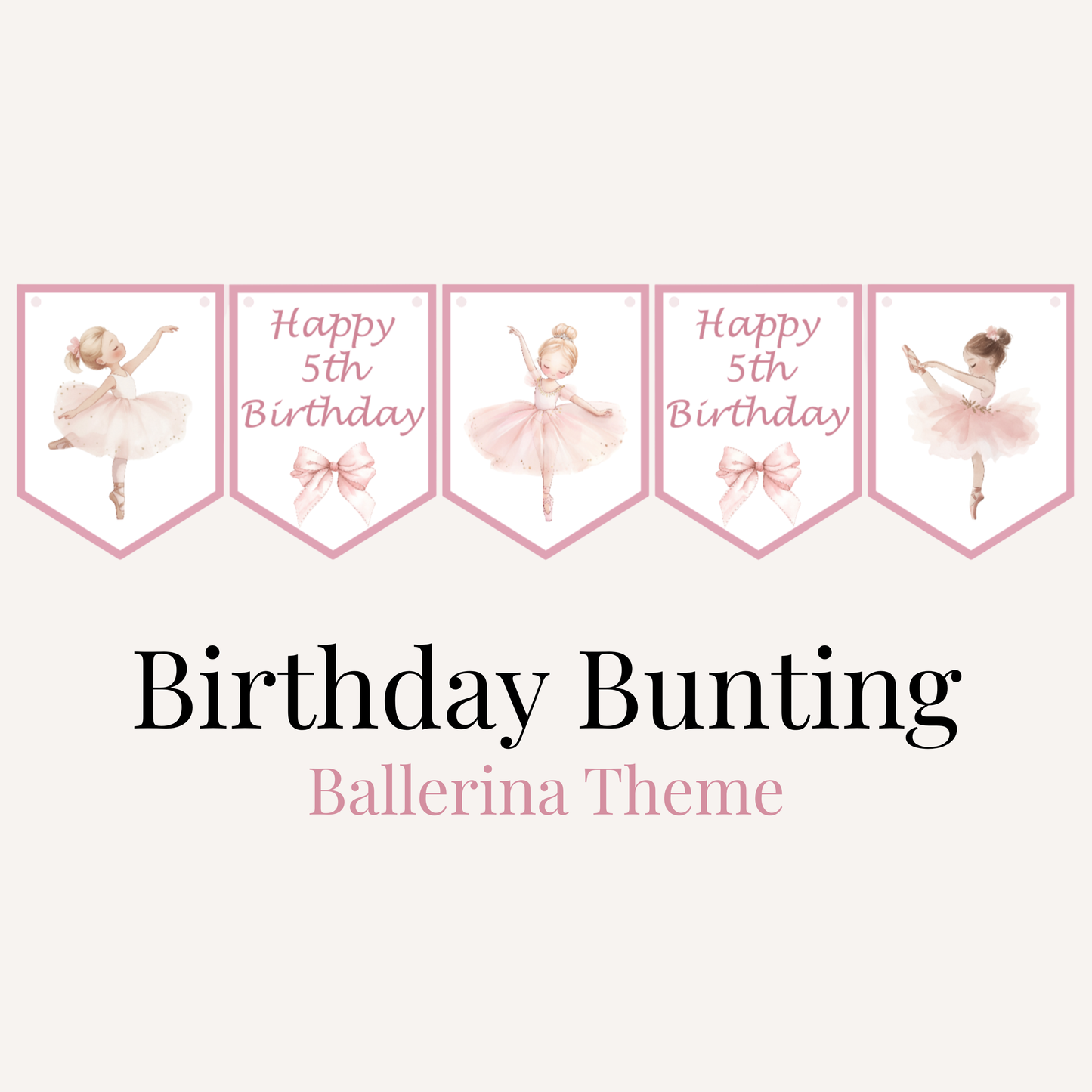 Ballerina Birthday Bunting – Ballet Party Banner Age 1–7 Girls Birthday Decor