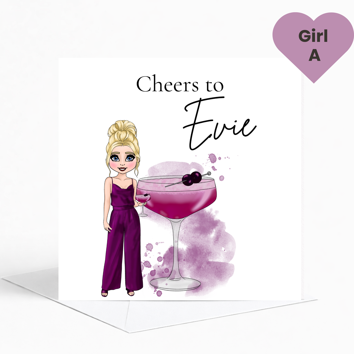 Personalised Blackcurrant Sours Birthday Card for Her – Trendy Berry Cocktail Card for Teens & Young Adults