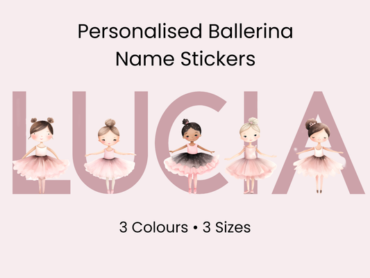 Personalised Ballerina Name Wall Sticker – Ballet Nursery Vinyl Decal for Girls Bedroom
