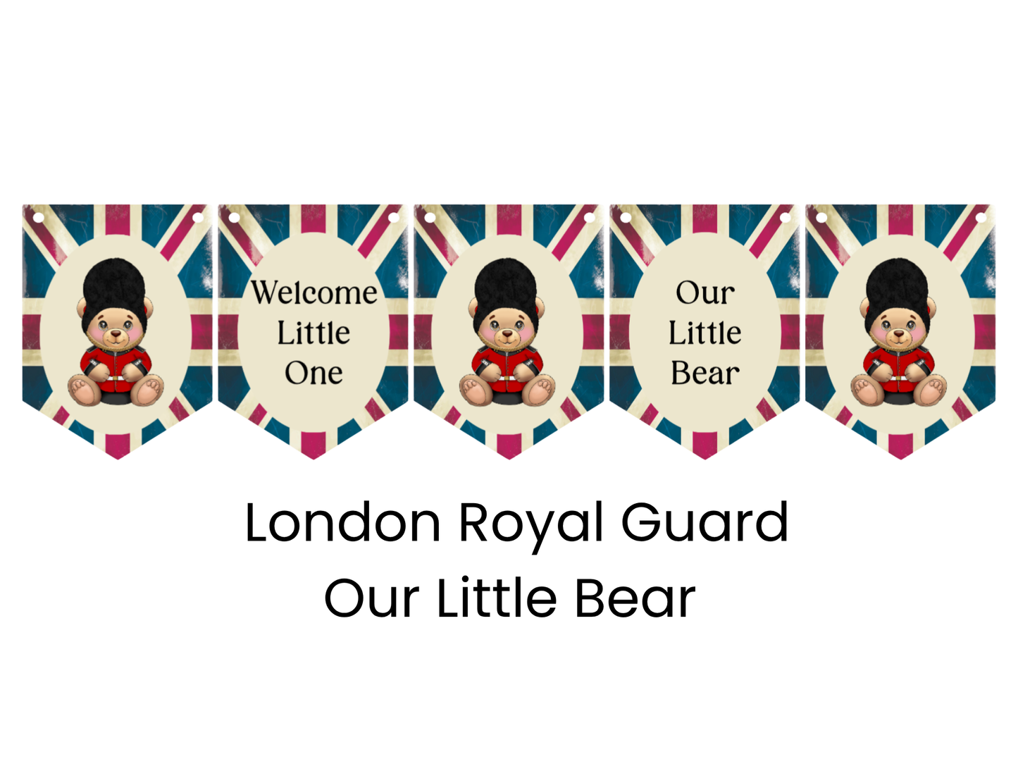 London Royal Guard Baby Shower Bunting – Teddy Bear British Banner