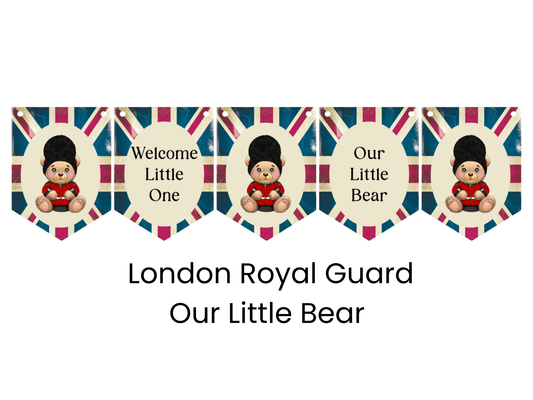 London Royal Guard Baby Shower Bunting – Teddy Bear British Banner