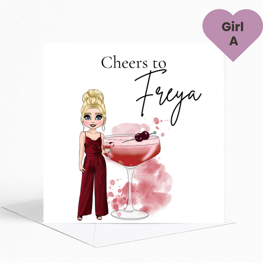 Personalised Cherry Sours Birthday Card for Her – Trendy Cocktail Birthday Card for Teens & Young Adults