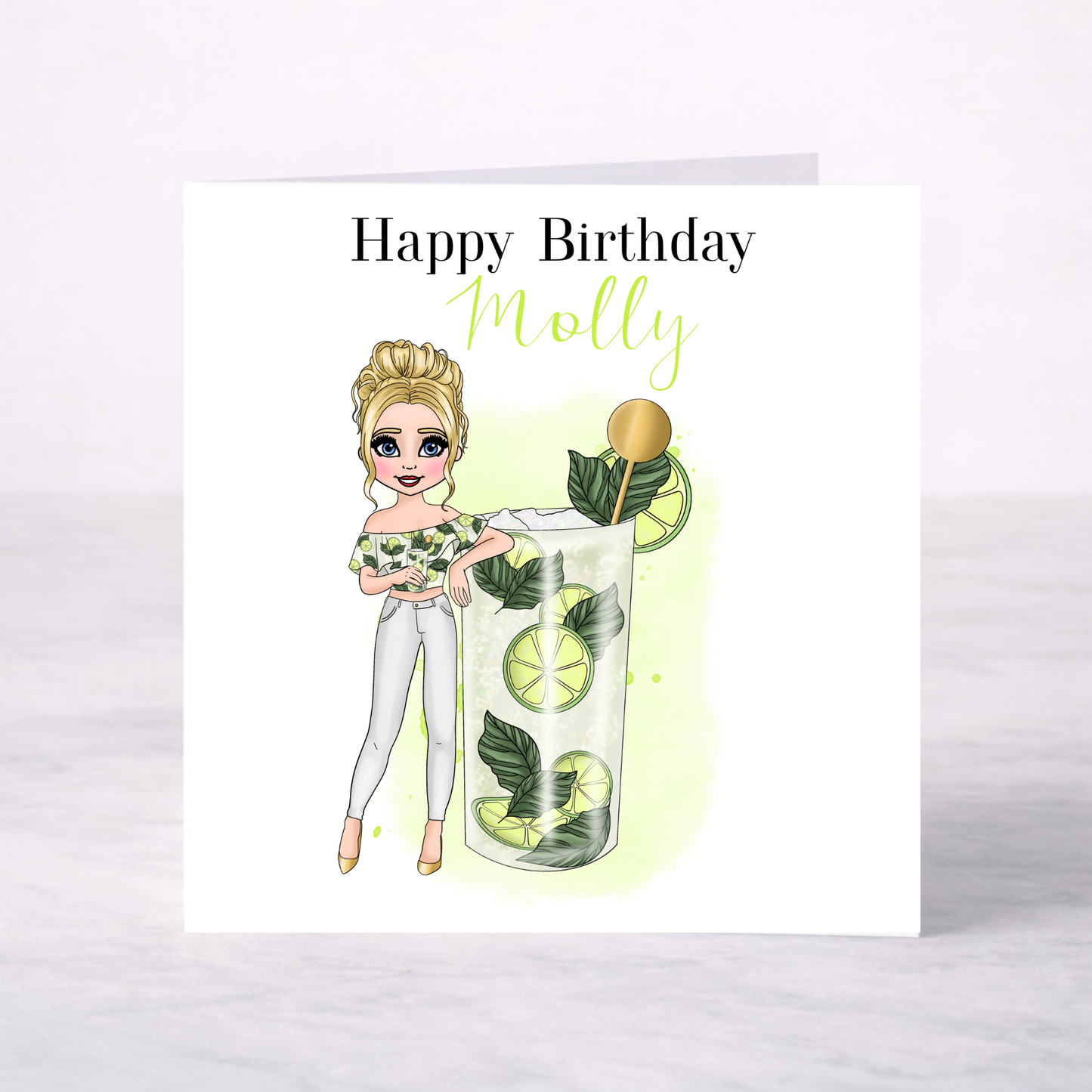 Personalised Mojito Birthday Card – Casual Cocktail Design