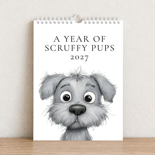 A Year of Scruffy Pups – 2027 A4 Wall Calendar