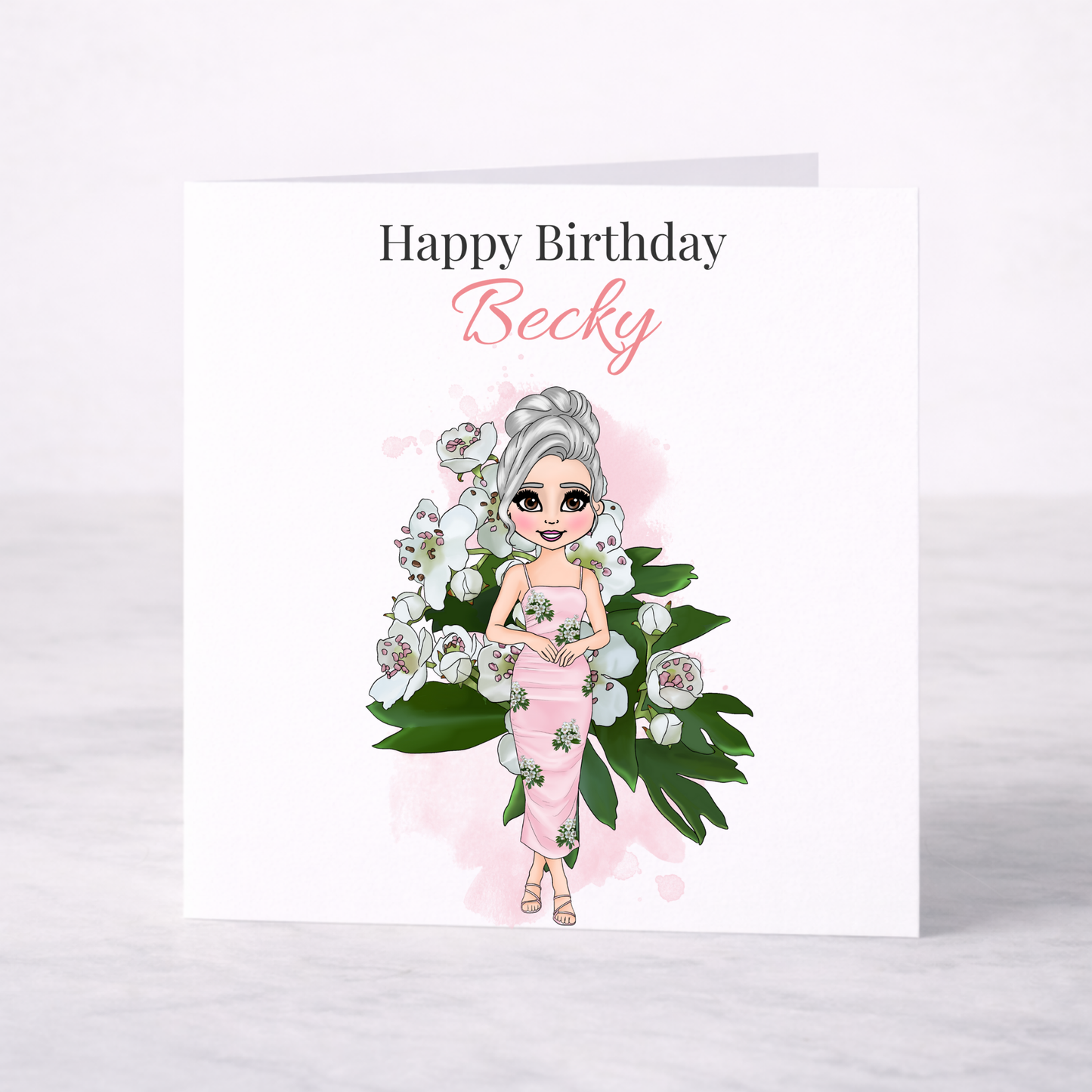 Personalised May Birth Flower Birthday Card – Hawthorn Design, Custom Name, Choice of Girl