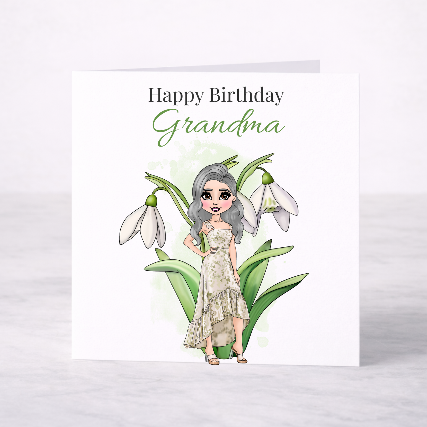Personalised January Birth Flower Birthday Card – Snowdrop or Carnation, Custom Name, Choice of Girl