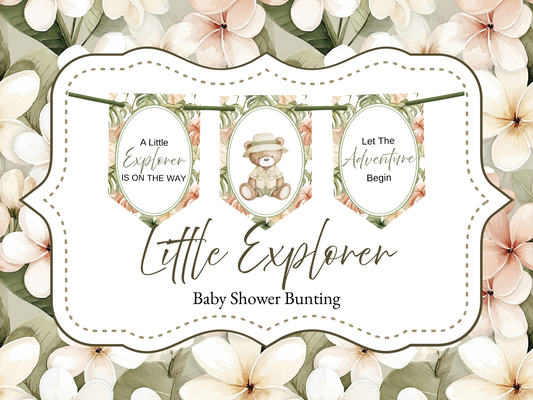 Safari Baby Shower Bunting, Let The Adventure Begin Banner, Little Explorer Garland, Neutral Safari Baby Shower Decorations