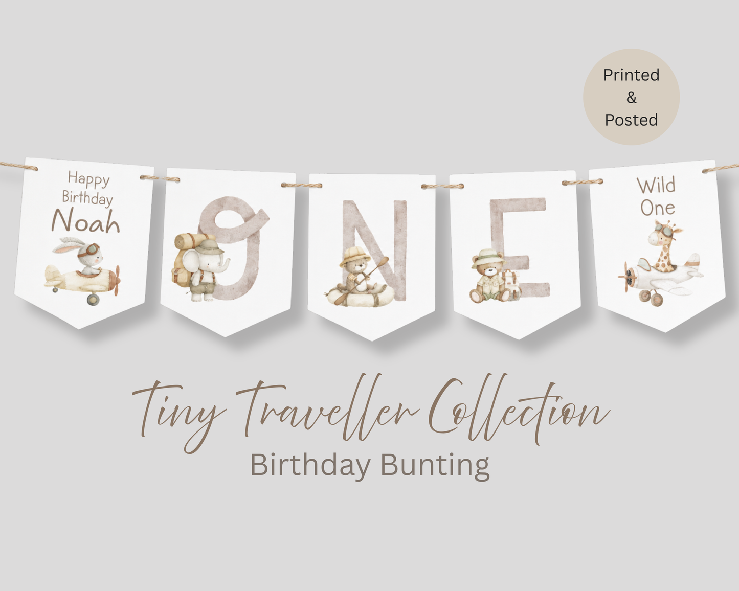 Little Explorer Birthday Bunting Personalised Wild One Adventure Decor Ages 1-3