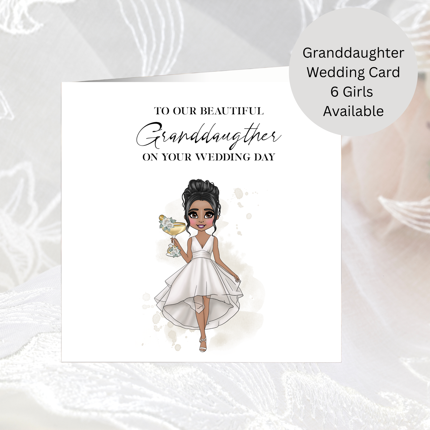 Granddaughter Wedding Day Card – Choose Bride Illustration