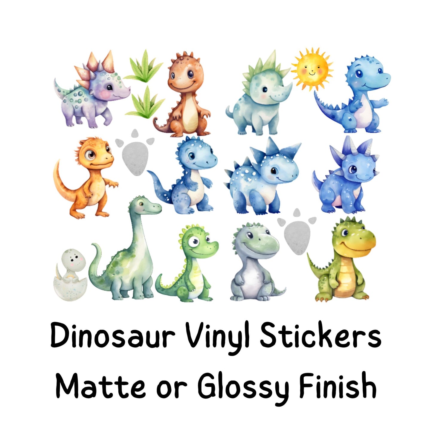 Dinosaur Vinyl Wall Stickers Set – Nursery & Bedroom Décor – Matt or Glossy Finish