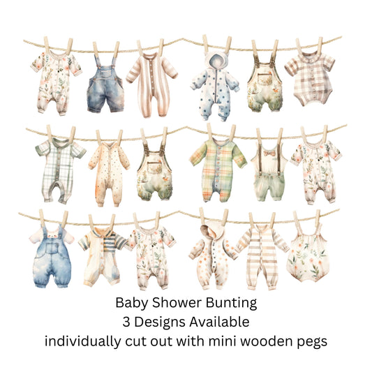 Pastel Baby Shower Bunting – Washing Line Style Baby Clothes Garland