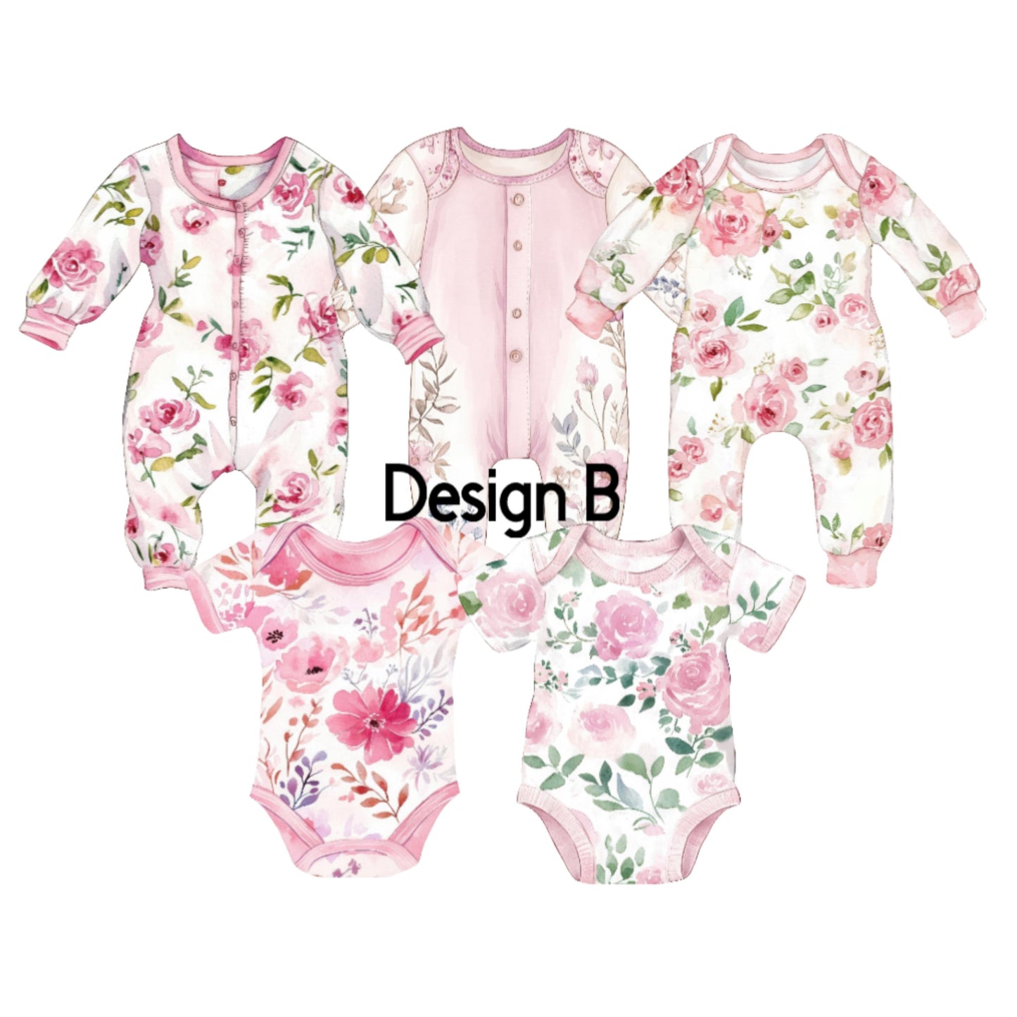 Pink Toile Baby Shower Bunting – Washing Line Style Baby Clothes Garland