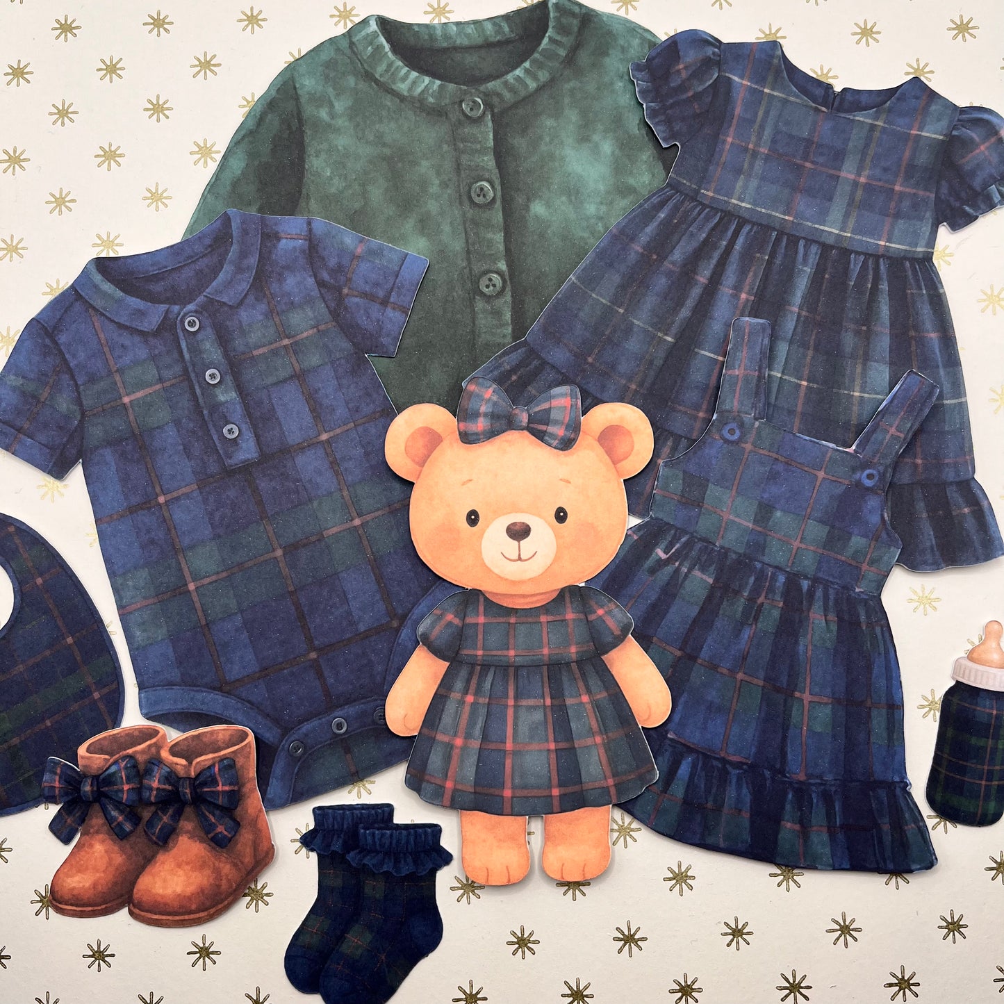 Posh Teddy Bear Baby Shower Bunting – Tartan Baby Clothesline Garland (Boy or Girl)